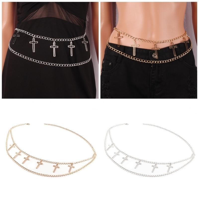 Women Formal Event Wear - 39BD Cool Crossed Pendant Waist Chain