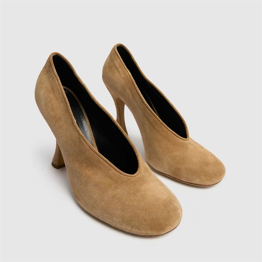 Women Formal Wear Dress - Elegant Women V‑Cut Dress Pumps Suede