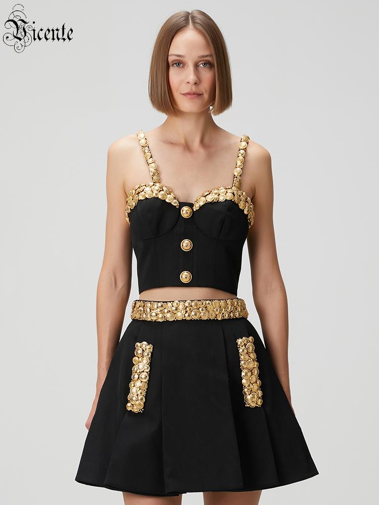 Women Formal Wear With Skirt - VC Black Two Piece Set Dress