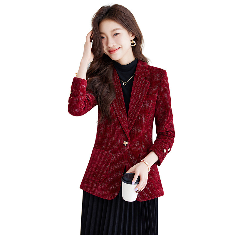 Women Formal Wear With Black Blazer - Ladies Blazer Coat Women Black Red