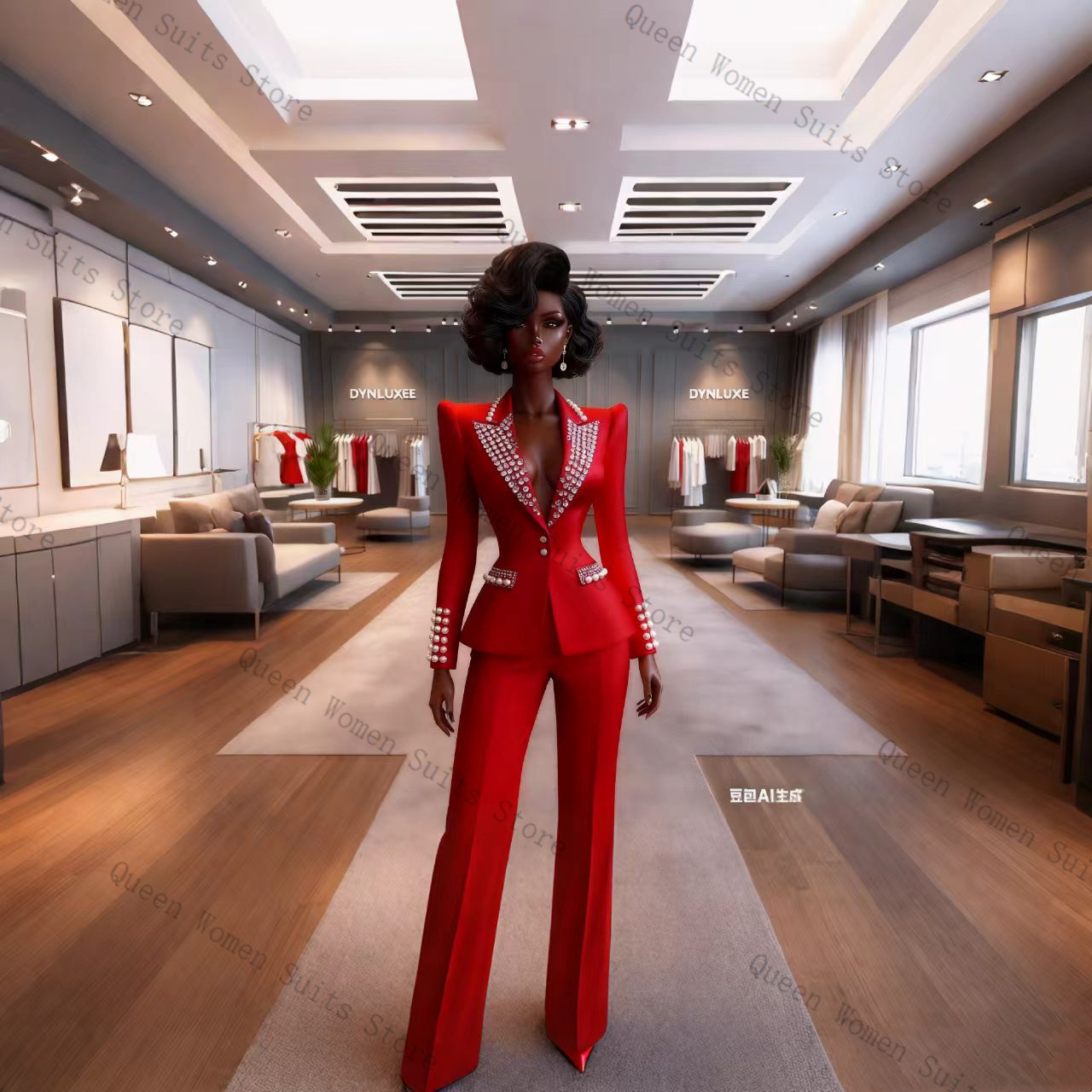Pearls Red Women Suit Pants Se - Women Formal Wear Trousers review and price