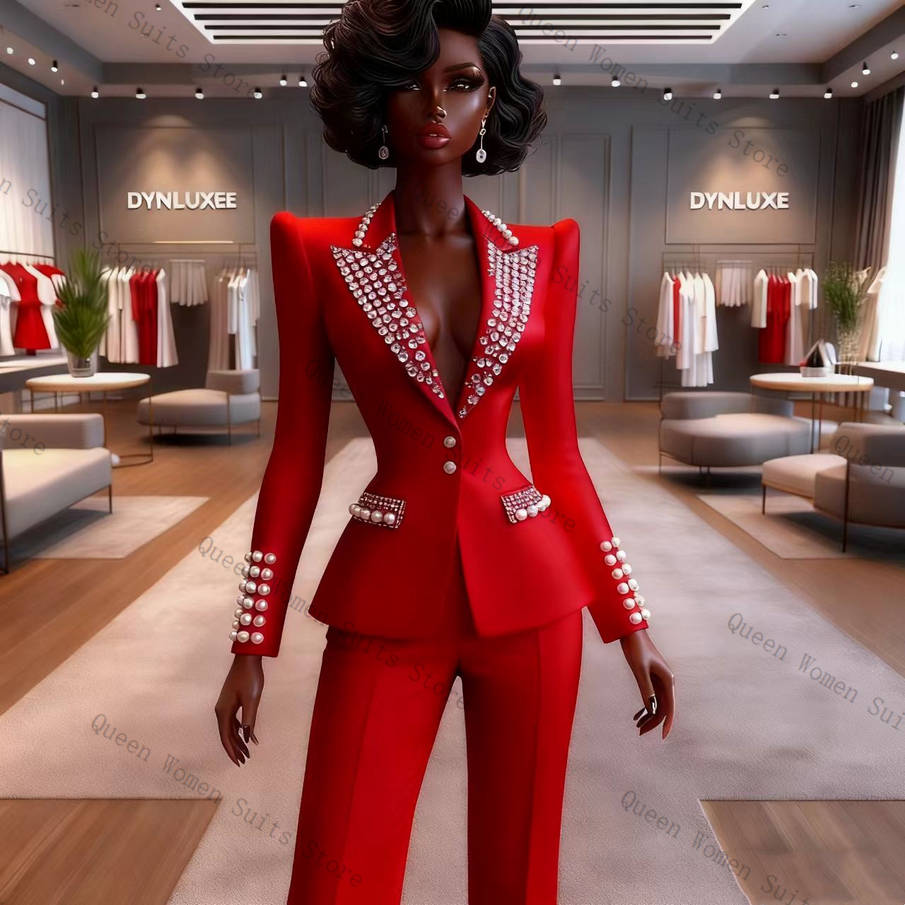 Pearls Red Women Suit Pants Se - Women Formal Wear Trousers review and price