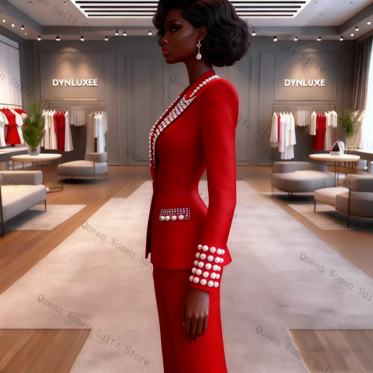 Pearls Red Women Suit Pants Se - Women Formal Wear Trousers review and price
