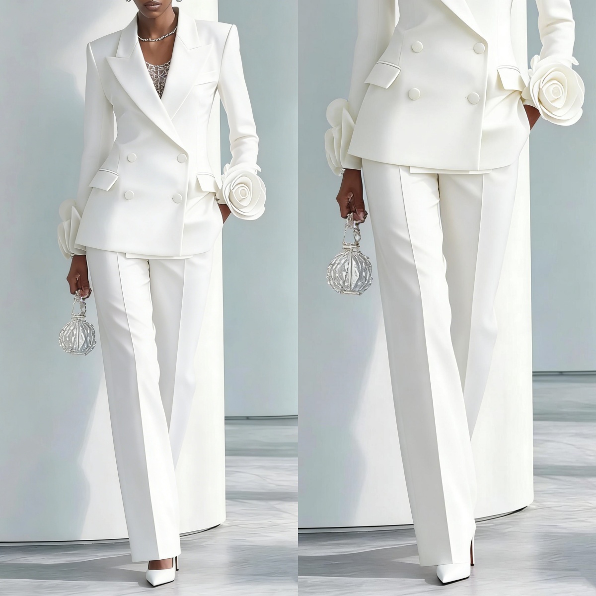 2 Pieces White Flowers Women P - Women Formal Wear For Graduation review and price