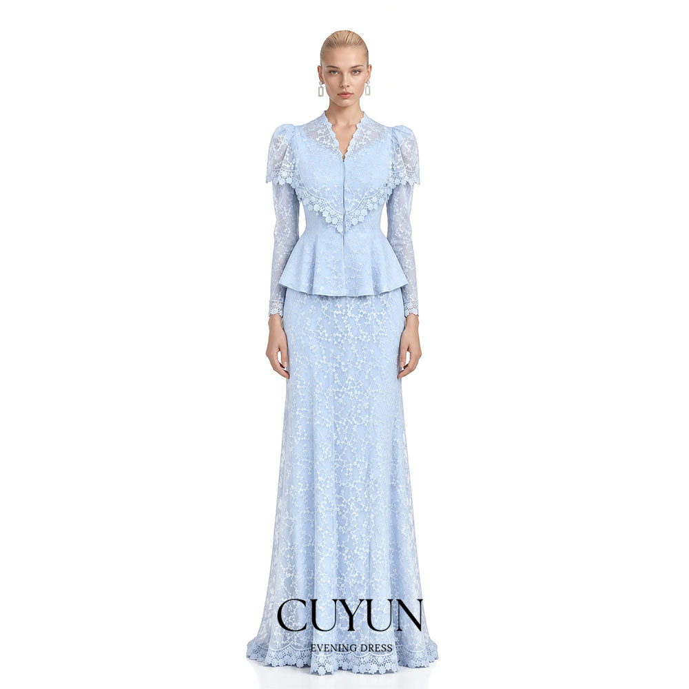 CUYUN Light Blue Puff Sleeve L - Women'S Semi Formal Evening Wear review and price