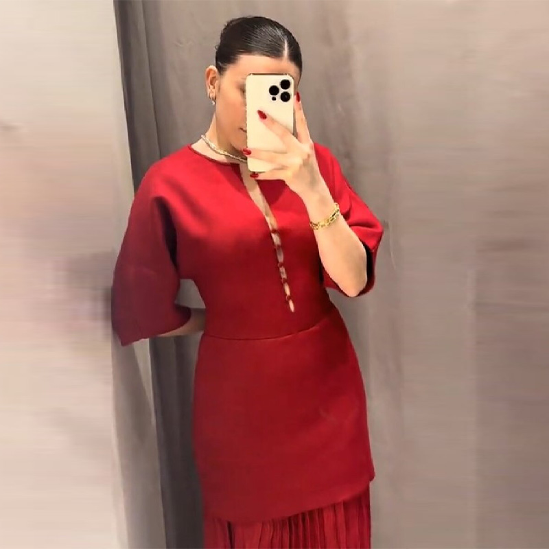 Women's Elegant Burgundy Pleat - Women Formal Wear With Skirt review and price
