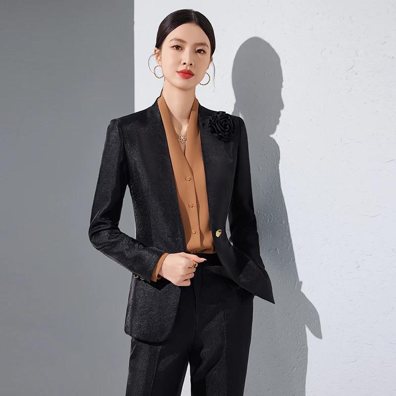 Women Blazer Pants Sets Gold A - Women Formal Wear Trousers review and price