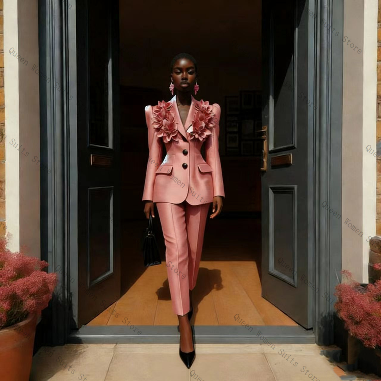Pink Women Suit Pants Set 2 Pc - Women Formal Wear Trousers review and price