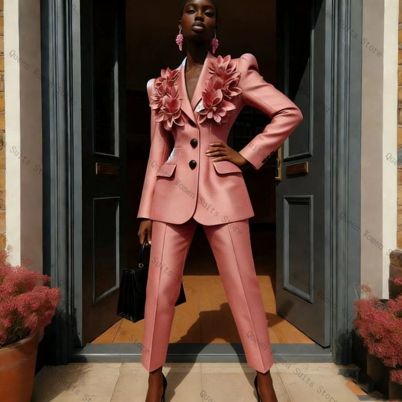 Pink Women Suit Pants Set 2 Pc - Women Formal Wear Trousers review and price