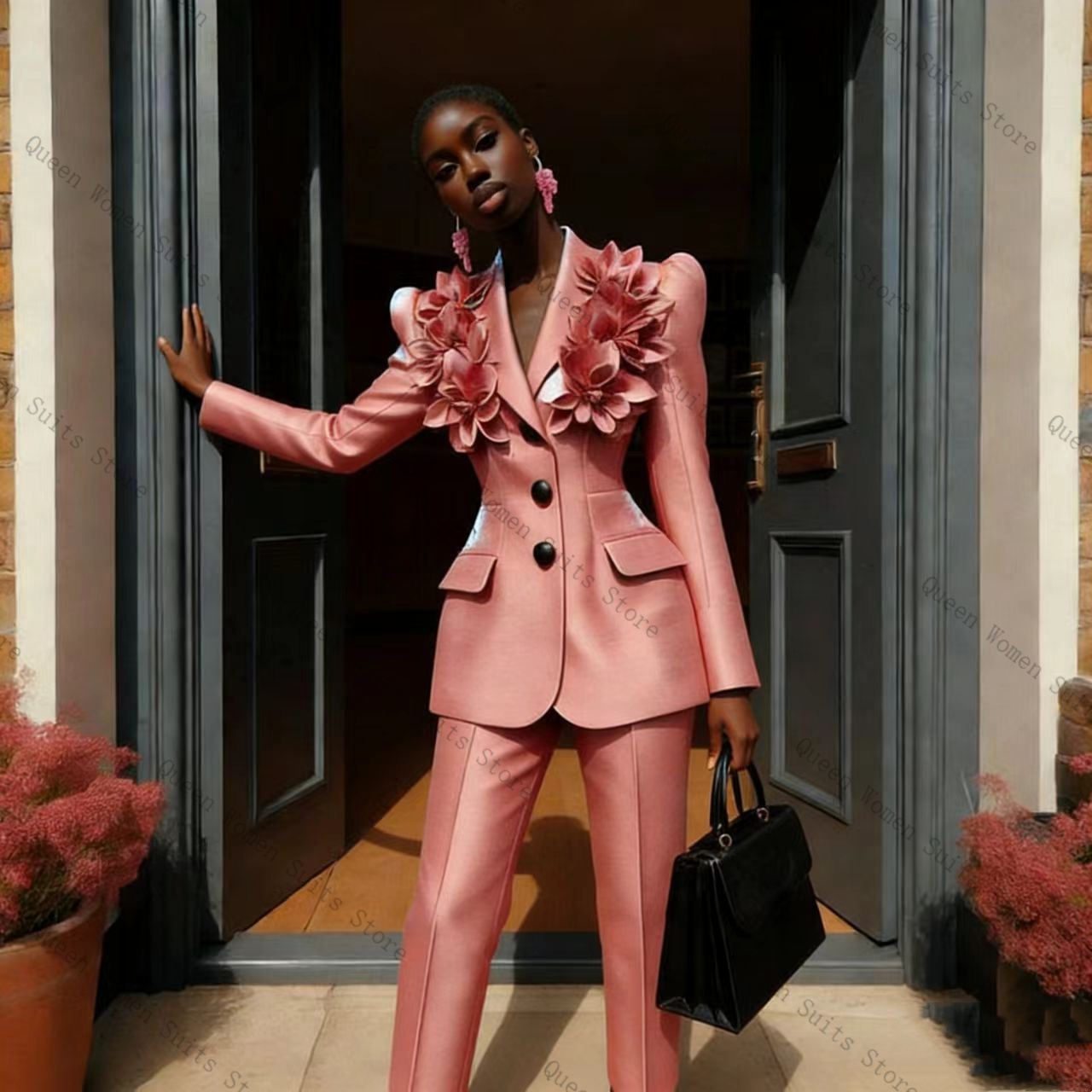 Pink Women Suit Pants Set 2 Pc - Women Formal Wear Trousers review and price