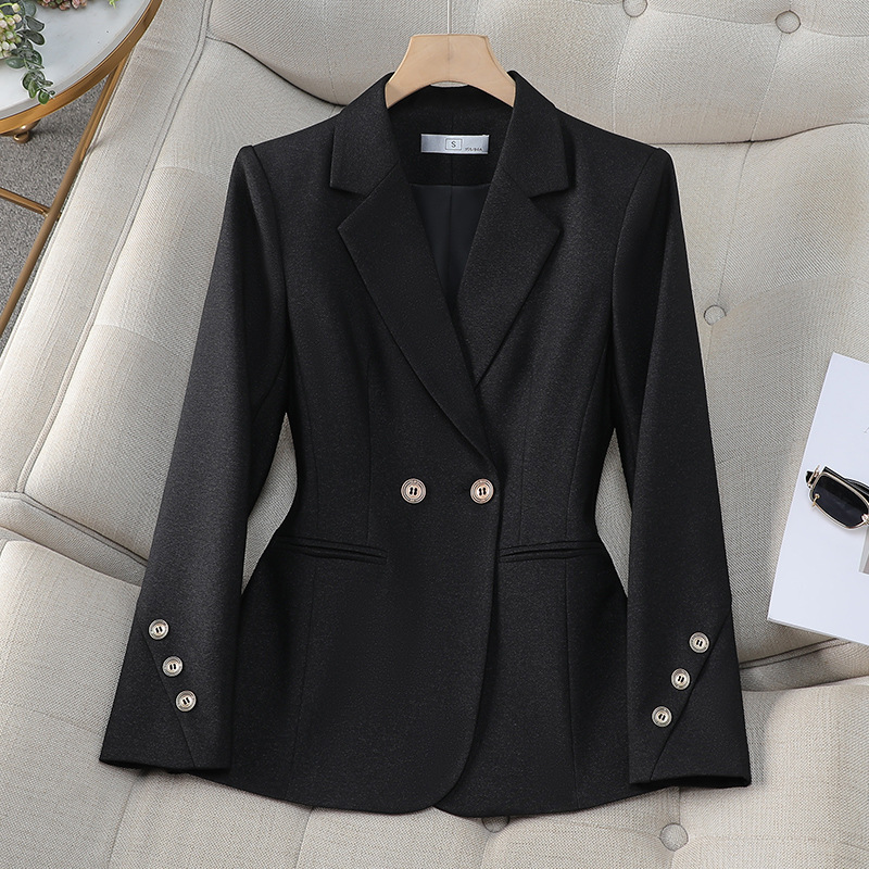 Women Double Breasted Solid Bl - Women Formal Wear With Black Blazer review and price