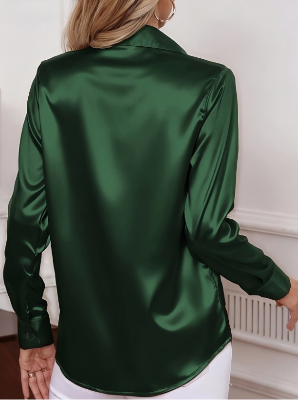 Women Satin Lapel Collar Blous - Women Formal Wear Office review and price