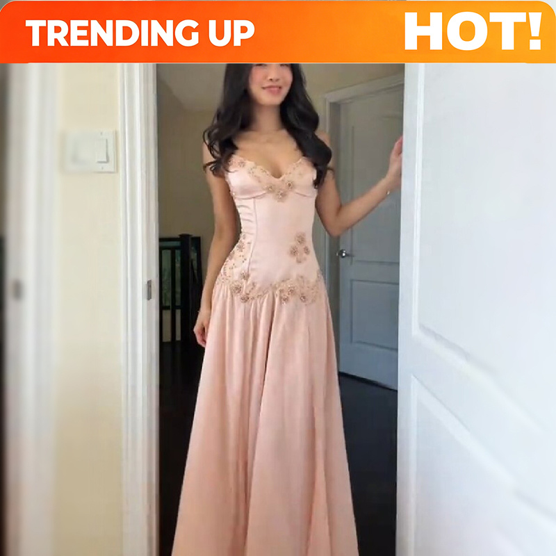 Elegant V-Neck Pink Strapless  - Women Formal Wear Dress review and price
