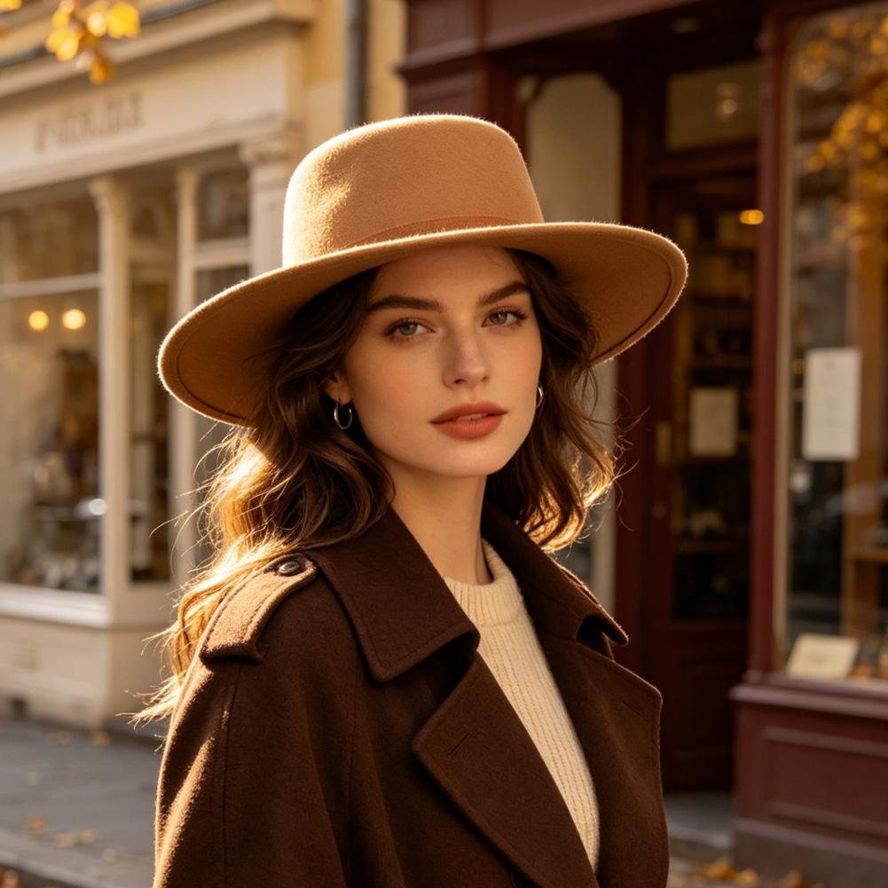 Flat Top Fedora Hat, Wool Blen - Women Formal Event Wear review and price