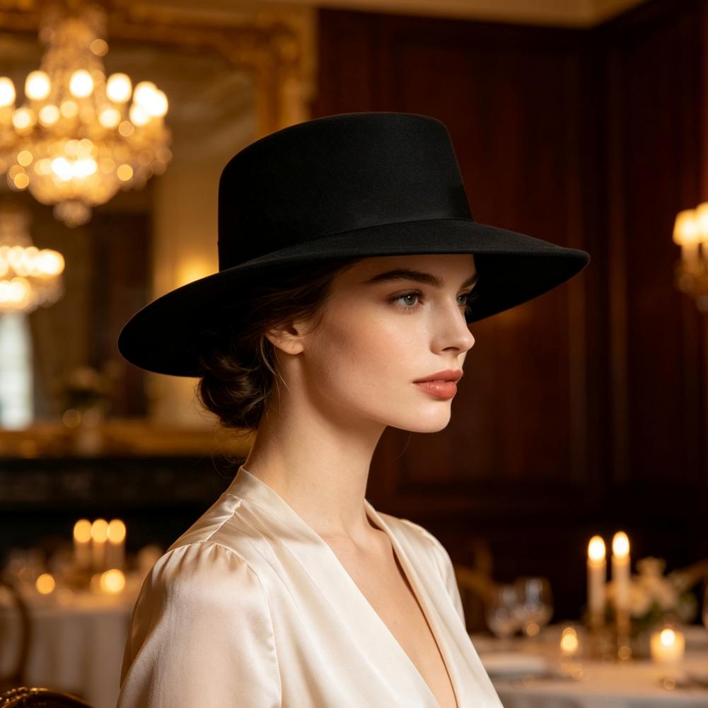 Flat Top Fedora Hat, Wool Blen - Women Formal Event Wear review and price